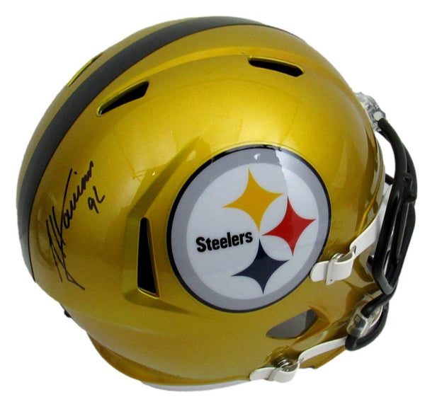 James Harrison Steelers Signed Full Size Flash Replica Helmet JSA 165646