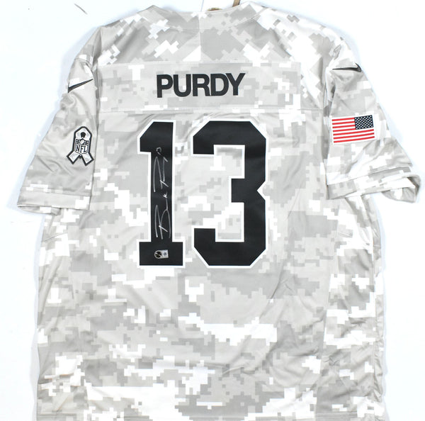 Brock Purdy Autographed 49ers Salute to Service Nike Game Jersey - Beckett W XXL
