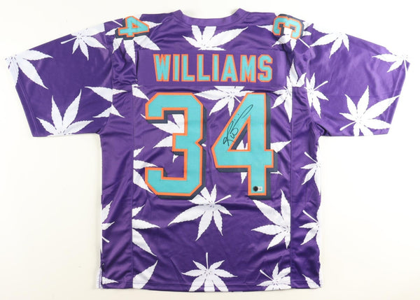 Ricky Williams Signed Miami Dolphins Custom Purple Weed Print Jersey (Beckett)
