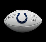 Robert Mathis Signed Indianapolis Colts Embroidered White Football - Inscription