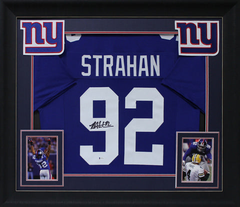 Michael Strahan Authentic Signed Blue Pro Style Framed Jersey BAS Witnessed