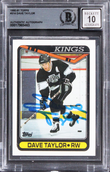 Kings Dave Taylor Signed 1990 Topps #314 Card Auto Gem Mint 10! BAS Slabbed