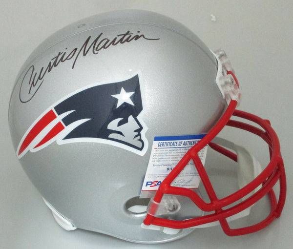 Patriots CURTIS MARTIN Signed Full Size Riddell Replica Helmet AUTO - PSA