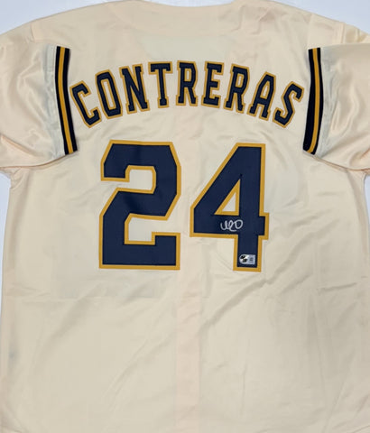 Brewers Catcher WILLIAM CONTRERAS Signed Custom Replica Cream Jersey AUTO - BAS