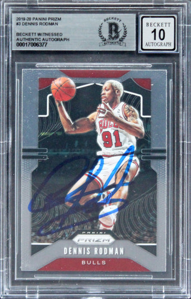 Bulls Dennis Rodman Authentic Signed 2019 Panini Prizm #3 Card Auto 10 – Super Sports Center