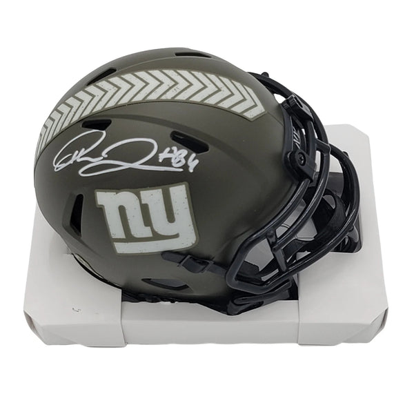 Theo Johnson Autographed New York Giants Salute To Service Mini Helmet Beckett