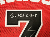 CHICAGO BULLS TONI KUKOC AUTOGRAPHED RED JERSEY "3X NBA CHAMP" JSA STOCK #215747