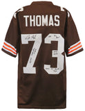 Joe Thomas Signed Brown Custom Football Jersey w/4-Inscriptions - (SCHWARTZ COA)