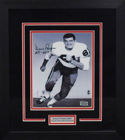 DAVE PARKS AUTOGRAPHED TEXAS TECH RED RAIDERS 8x10 FRAMED PHOTO COA