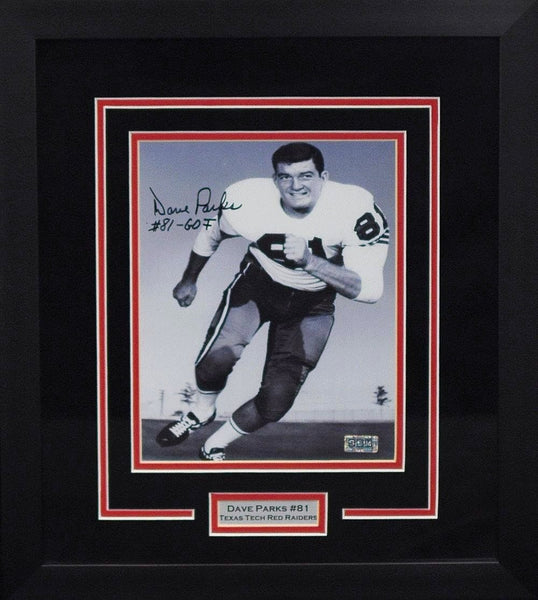 DAVE PARKS AUTOGRAPHED TEXAS TECH RED RAIDERS 8x10 FRAMED PHOTO COA