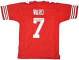 49ERS CHARVARIUS WARD AUTOGRAPHED SIGNED RED JERSEY BECKETT WITNESS 218750