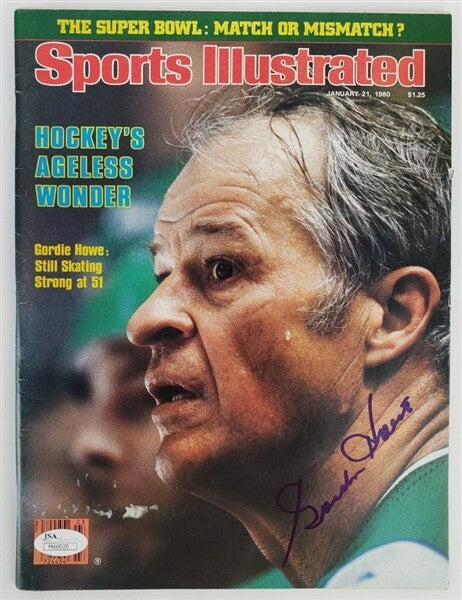 Gordie Howe Signed 1980 Sports Illustrated (JSA COA) Detroit Red Wings / Whalers