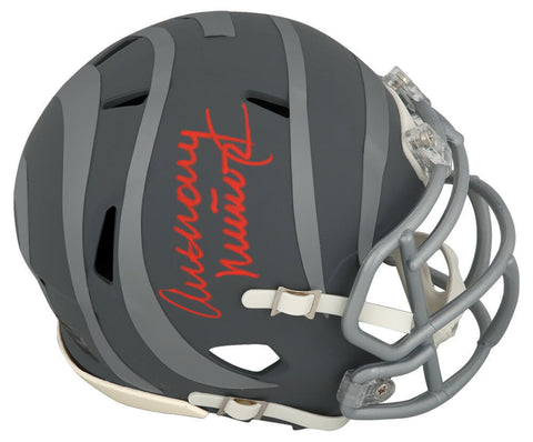 Anthony Munoz Signed Bengals SLATE Riddell Speed Mini Helmet - (SCHWARTZ COA)