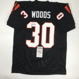 Autographed/Signed ICKEY WOODS Cincinnati Black Jersey JSA COA Auto