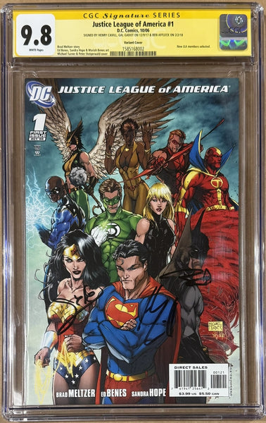 Ben Affleck Gal Gadot Henry Cavill Autographed Jusice League #1 CGC 9.8 56588