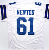 Nate Newton Autographed White Pro Style Jersey w/3x SB Champs- Prova *Silver