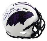 Ravens Ray Lewis Authentic Signed Lunar Speed Mini Helmet w/ Case BAS Witnessed