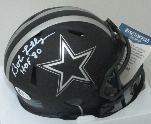 Cowboys BOB LILLY Signed Riddell ECLIPSE Mini Helmet AUTO w/ HOF '80 - BCA