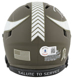 Vikings Randy Moss Signed Salute To Service Speed Mini Helmet w/ White Sig BAS W