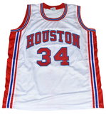 HAKEEM OLAJUWON SIGNED HOUSTON COUGARS #34 WHITE BASKETBALL JERSEY JSA