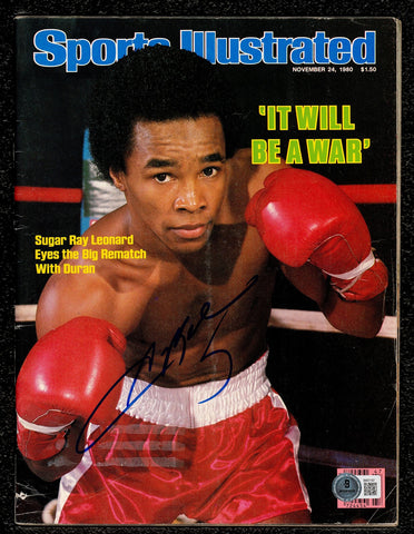 Sugar Ray Leonard Autographed Sports Illustrated Magazine Beckett QR #BM37187