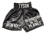 Mike Tyson Signed Custom Black Baddest Man Boxing Trunks JSA QR Hologram