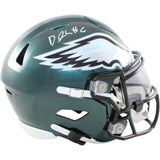 Devonta Smith Signed Philadelphia Eagles Mid-Sized Midi Helmet Beckett WIT 58595