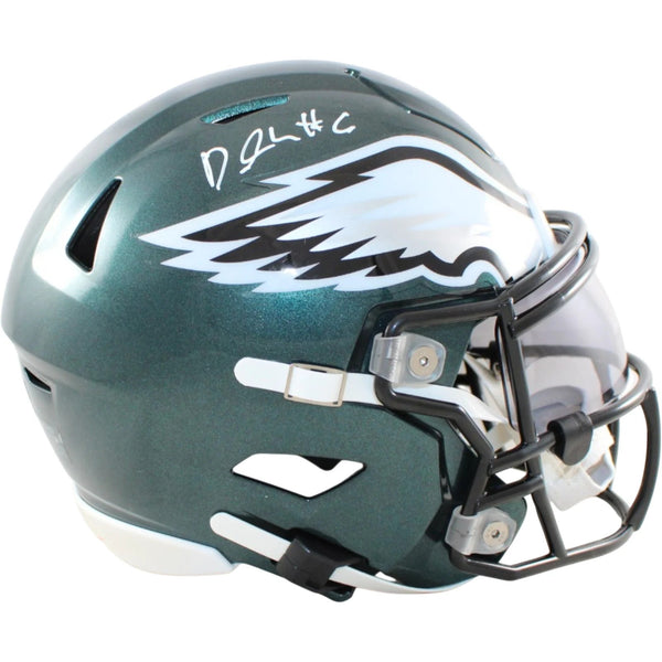 Devonta Smith Signed Philadelphia Eagles Mid-Sized Midi Helmet Beckett WIT 58595