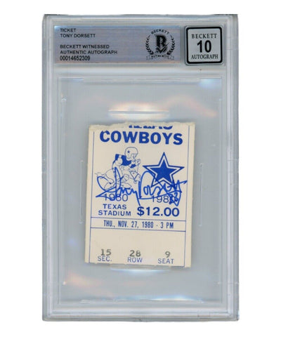 Tony Dorsett Autographed/Signed 11/27/1980 Ticket Stub Beckett 39428