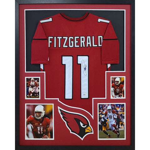 Larry Fitzgerald Autographed Signed Framed Red Arizona Cardinals Jersey BECKETT