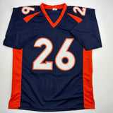 Autographed/Signed Clinton Portis Denver Blue Football Jersey Beckett BAS COA