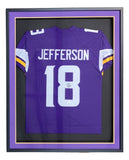 Justin Jefferson Signed Framed Custom Purple Pro Cut Football Jersey JSA