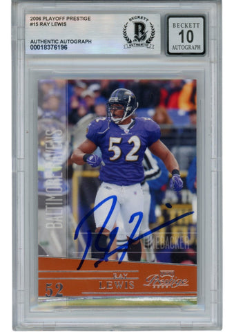 Ray Lewis Autographed 2006 Playoff Absolute #15 Trading Card Beckett 53026