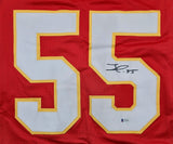 Frank Clark Kansas City Signed Red Football Jersey BAS ITP