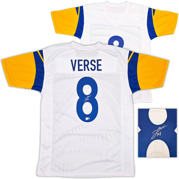 LOS ANGELES RAMS JARED VERSE AUTOGRAPHED WHITE JERSEY BECKETT BAS WITNESS 242683