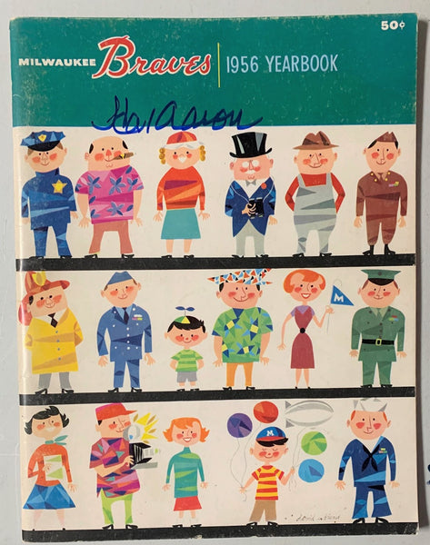 Braves Henry HANK AARON Signed 1956 Official Milw Yearbook Program Magazine JSA