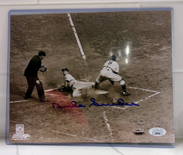 Duke Snider Autographed 8x10 Sliding Photo -- Brooklyn/LA Dodgers | JSA COA