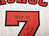 CHICAGO BULLS TONI KUKOC AUTOGRAPHED WHITE JERSEY "HOF 21" JSA STOCK #215748