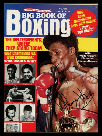 Thomas The Hitman Hearns Autographed Big Book of Boxing Magazine Beckett BK08737