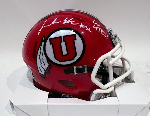 Jonah Elliss Autographed Utah Utes Red Mini Helmet Inscribed "Go Utes!" BAS COA