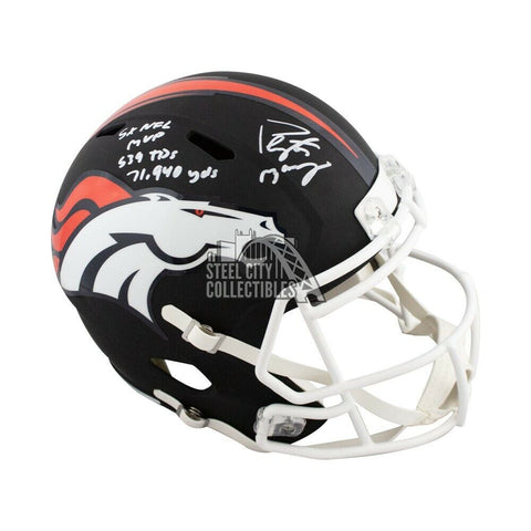 Peyton Manning Autographed Broncos Flat Black Full-Size Helmet Fanatics Inscrips