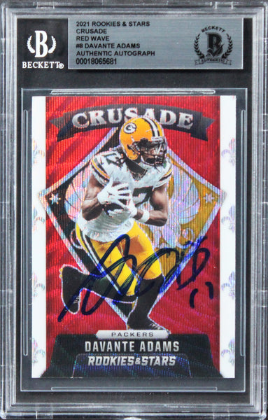 Davante Adams Signed 2021 Rookies & Stars Crusade Red Wave #8 Card BAS Slabbed