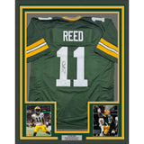 Framed Autographed/Signed Jayden Reed 35x39 Green Bay Green Jersey Beckett COA
