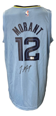 Ja Morant Signed Memphis Grizzlies Light Blue Fanatics Replica Jersey BAS