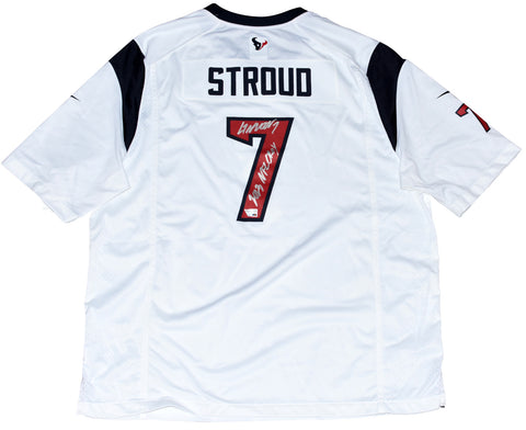 CJ STROUD SIGNED SIGNED HOUSTON TEXANS #7 WHITE NIKE JERSEY W/ 2023 NFL OROY