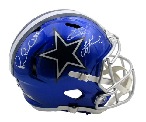 Dallas Cowboys Triplets Autographed Full Size Flash Replica Football Helmet BAS