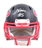 Jalen Pitre Autographed Texans Flat Black Speed Mini Helmet- Beckett W Hologram