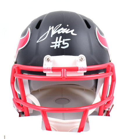 Jalen Pitre Autographed Texans Flat Black Speed Mini Helmet- Beckett W Hologram