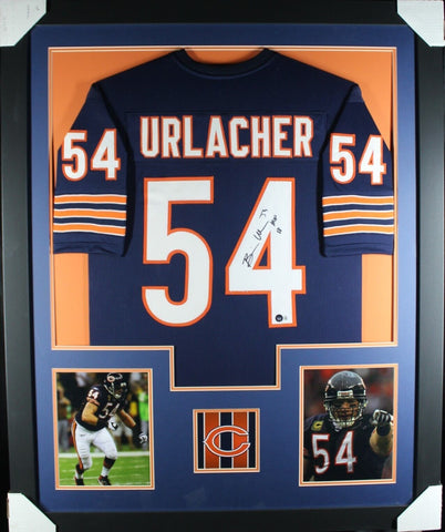 BRIAN URLACHER (Bears HOF navy TOWER) Signed Autographed Framed Jersey Beckett