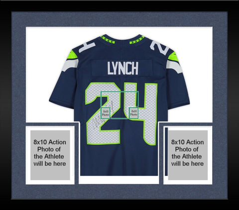 Framed Marshawn Lynch Seattle Seahawks Autographed Navy Nike Limited Jersey